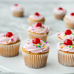 cherry topped cupcake