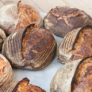 some sour dough bread on a table